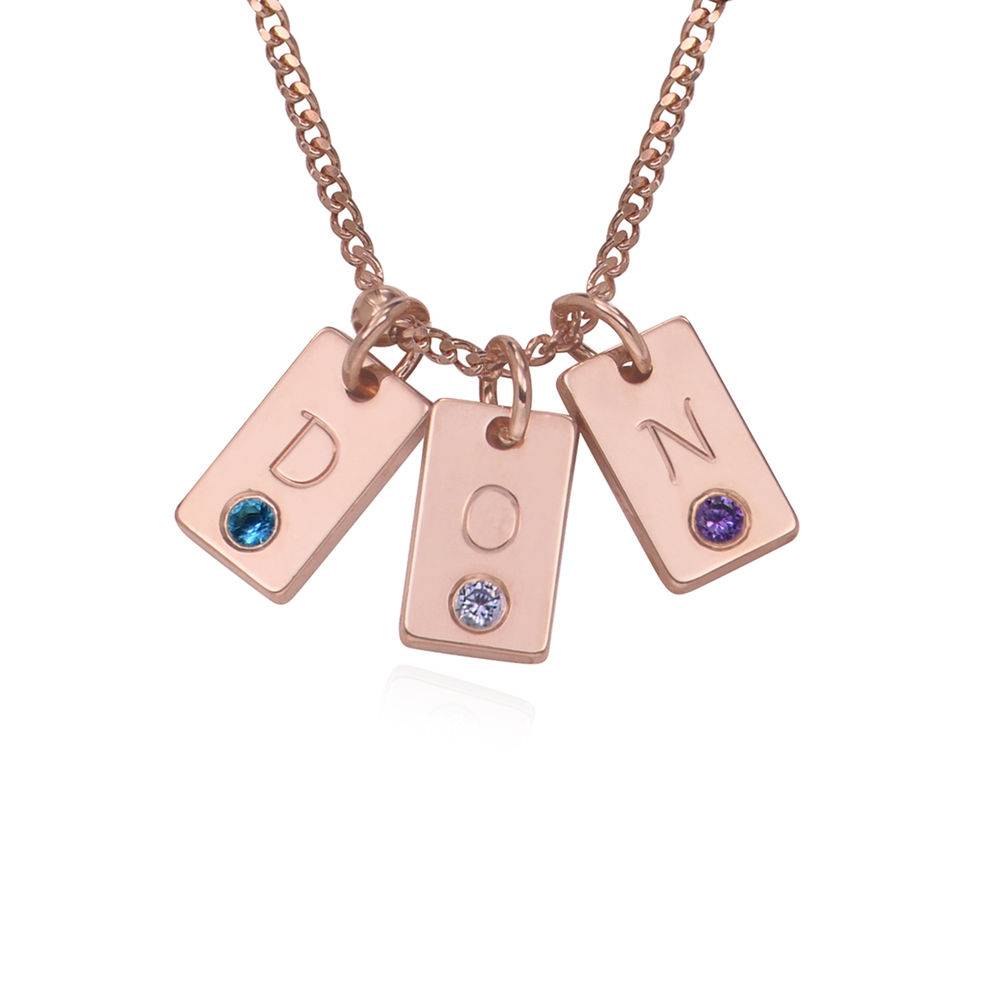 Initial & Geburtsstein Charm-Halskette - rosévergoldetes Sterlingsilber-1 Initial & Geburtsstein Charm-Halskette - rosévergoldetes Sterlingsilber-1 Produktfoto