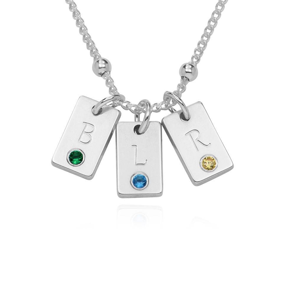 Initial & Geburtsstein Charm-Halskette - Silber-1 Initial & Geburtsstein Charm-Halskette - Silber-1 Produktfoto