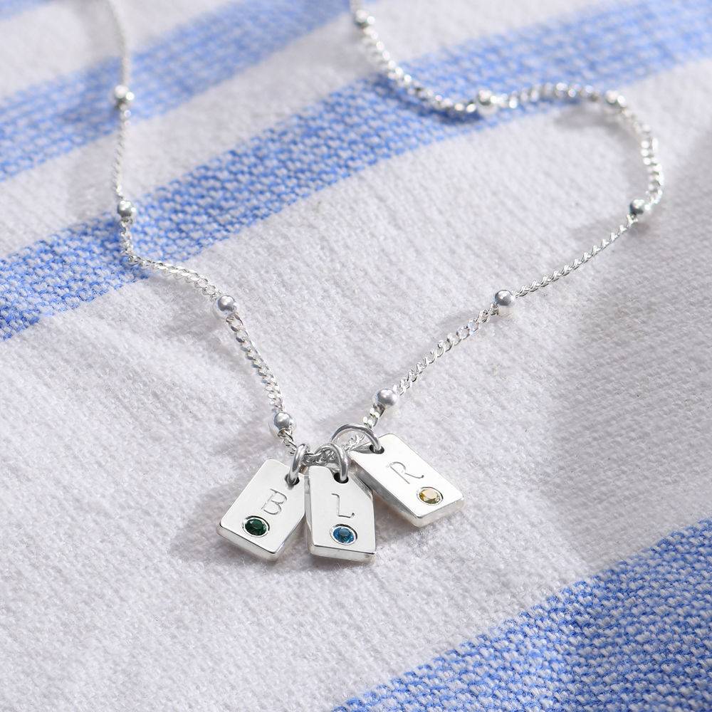 Initial & Geburtsstein Charm-Halskette - Silber-2 Initial & Geburtsstein Charm-Halskette - Silber-2 Produktfoto