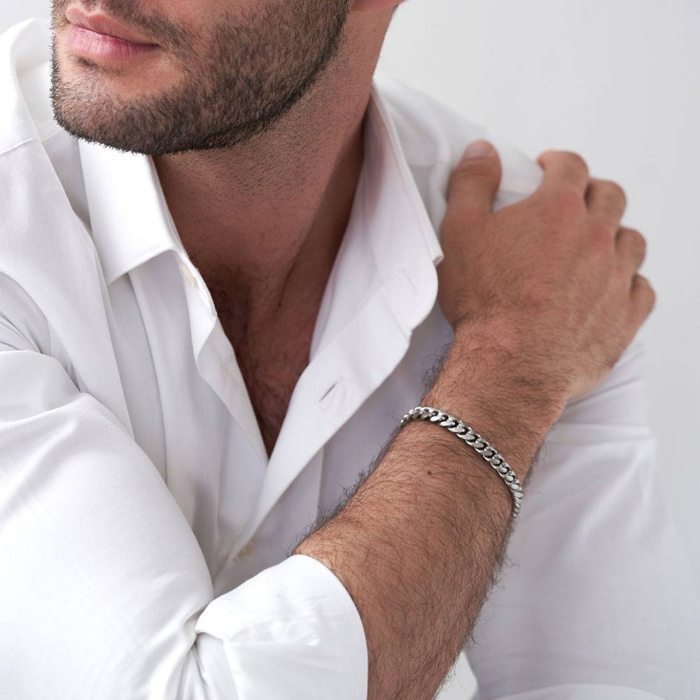 Kubanisches Armband mit Initialen für Männer - Edelstahl-3 Produktfoto