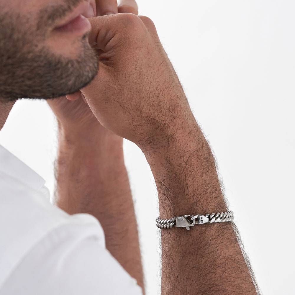 Kubanisches Armband mit Initialen für Männer - Edelstahl-5 Produktfoto