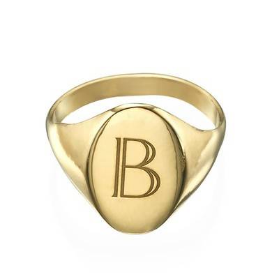 Initialensiegelring - 750er vergoldetes Silber-2 Produktfoto