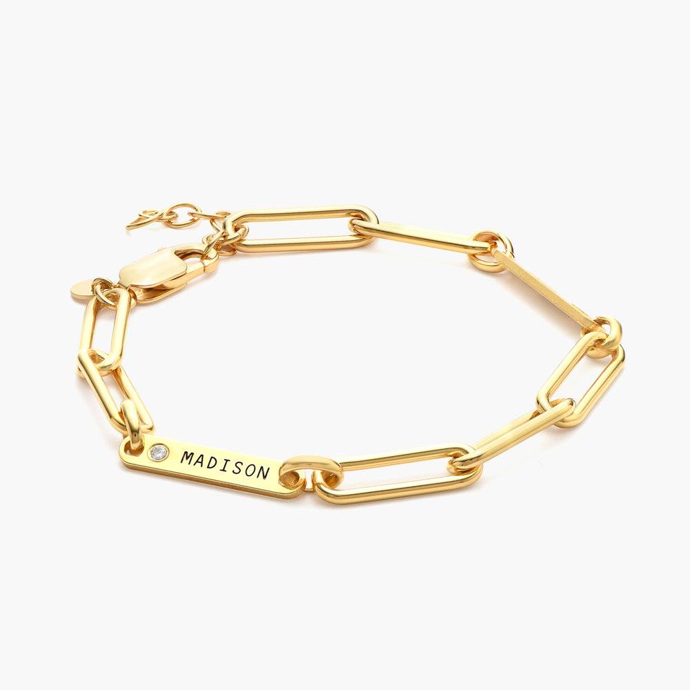 Stella Gliederarmband mit Namen und Diamanten - vergoldetes Sterlingsilber-5 Produktfoto
