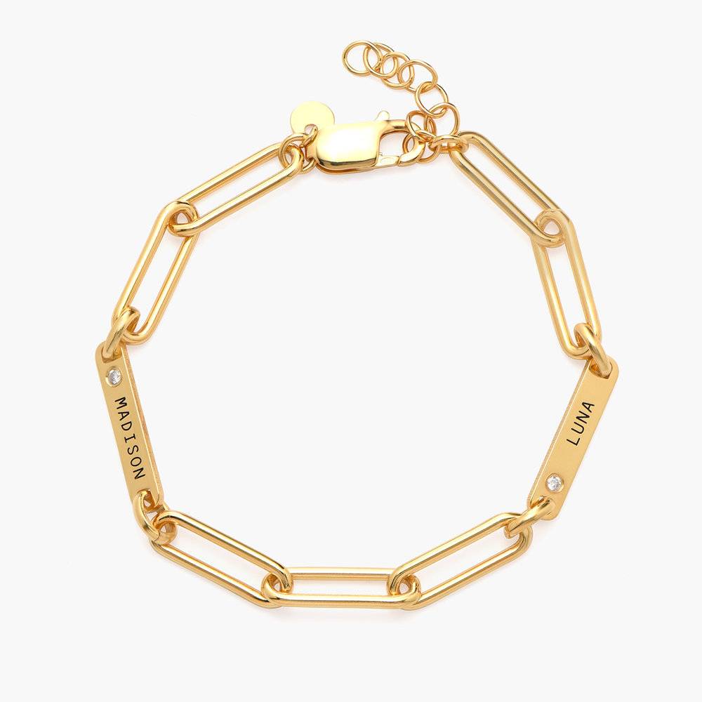 Stella Gliederarmband mit Namen und Diamanten - vergoldetes Sterlingsilber-4 Produktfoto
