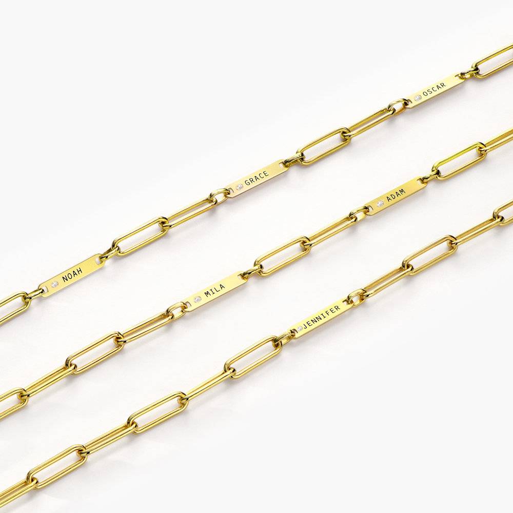 Stella Gliederarmband mit Namen und Diamanten - vergoldetes Sterlingsilber-6 Produktfoto