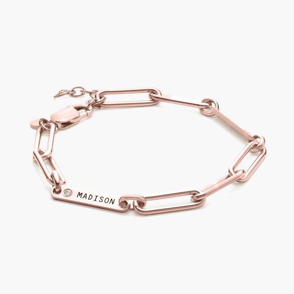 Stella Gliederarmband mit Namen und Diamanten - rosévergoldetes Sterlingsilber-1 Stella Gliederarmband mit Namen und Diamanten - rosévergoldetes Sterlingsilber-1 Produktfoto