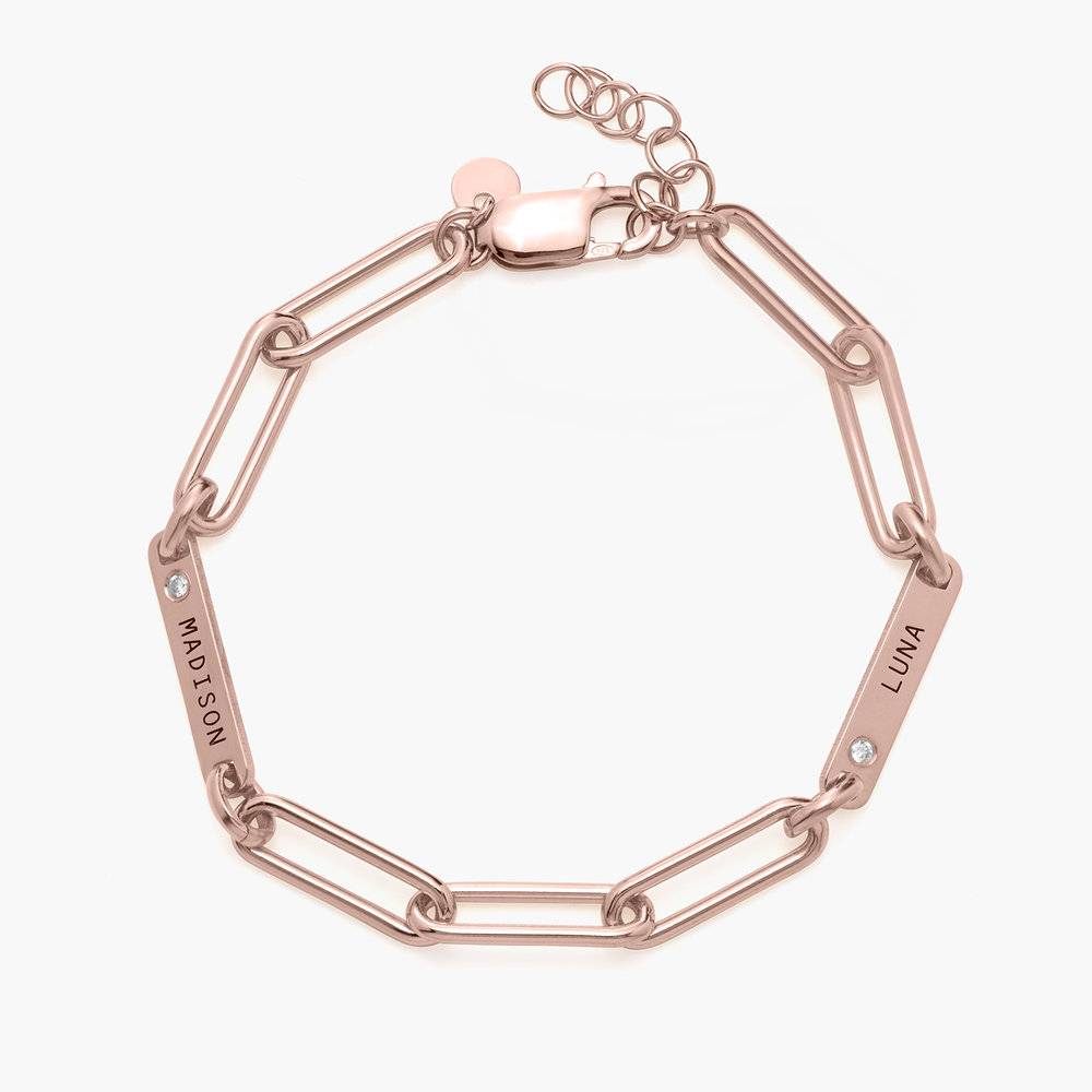 Stella Gliederarmband mit Namen und Diamanten - rosévergoldetes Sterlingsilber-2 Stella Gliederarmband mit Namen und Diamanten - rosévergoldetes Sterlingsilber-2 Produktfoto