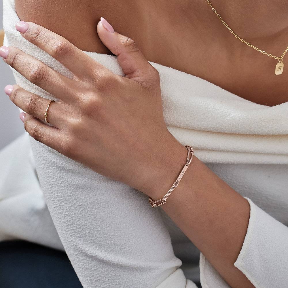 Stella Gliederarmband mit Namen und Diamanten - rosévergoldetes Sterlingsilber-4 Stella Gliederarmband mit Namen und Diamanten - rosévergoldetes Sterlingsilber-4 Produktfoto
