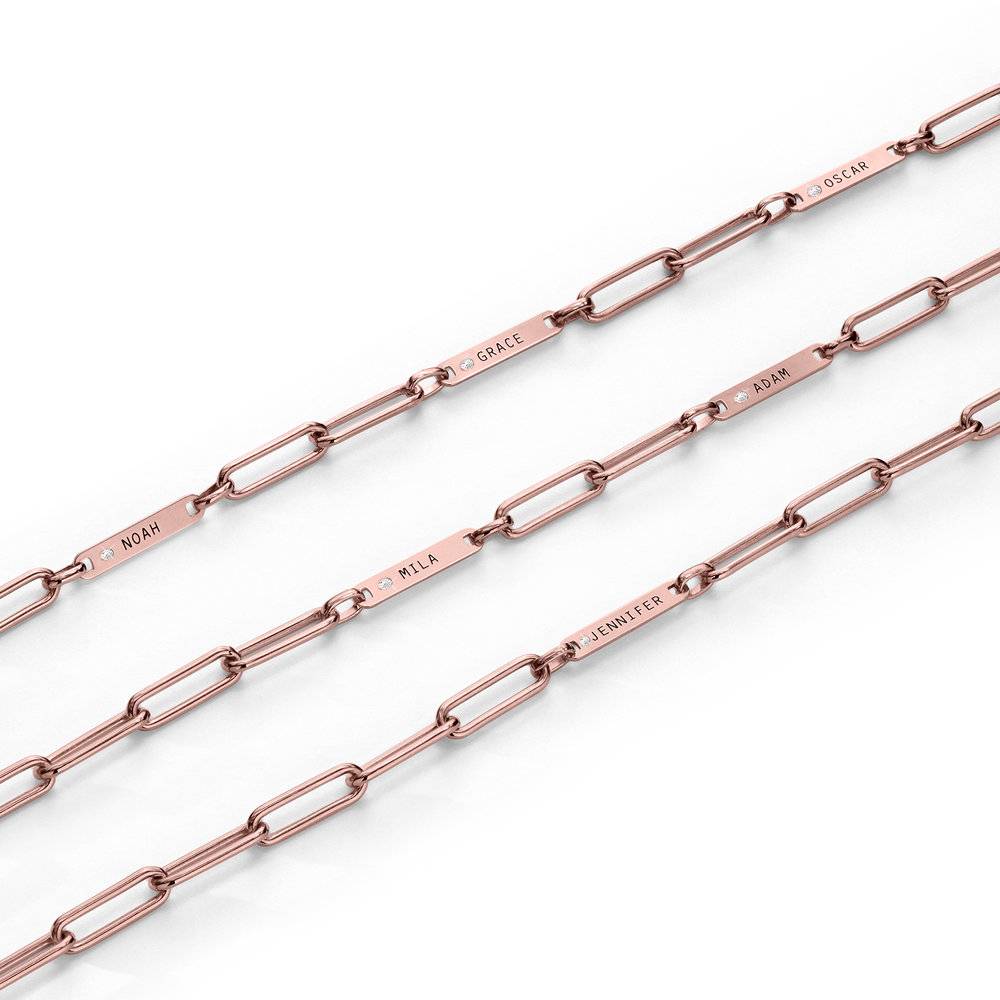 Stella Gliederarmband mit Namen und Diamanten - rosévergoldetes Sterlingsilber-3 Stella Gliederarmband mit Namen und Diamanten - rosévergoldetes Sterlingsilber-3 Produktfoto