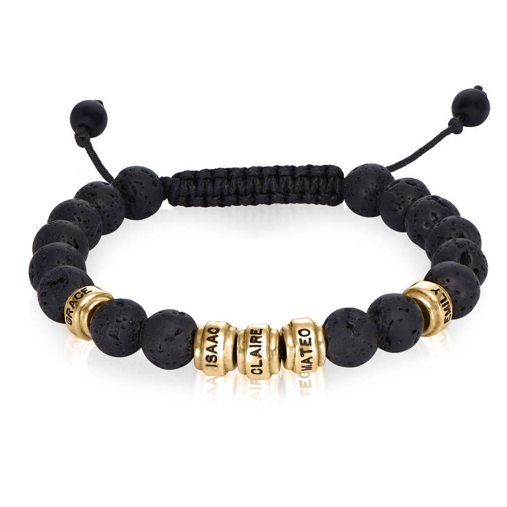 Lavastein Herrenarmband mit vergoldeten gravierbaren Beads-1 Produktfoto