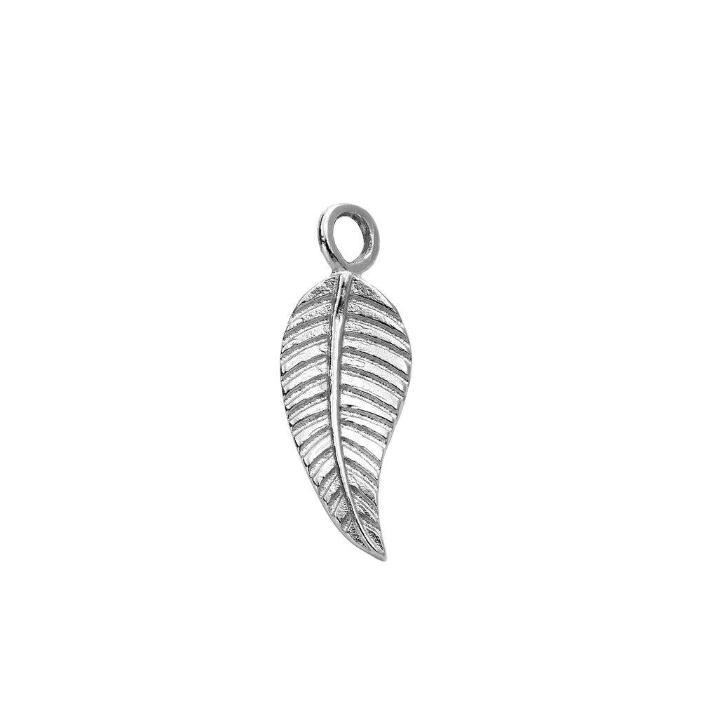 Blatt-Charm für Linda Kreisanhänger-Kette - Silber-1 Produktfoto