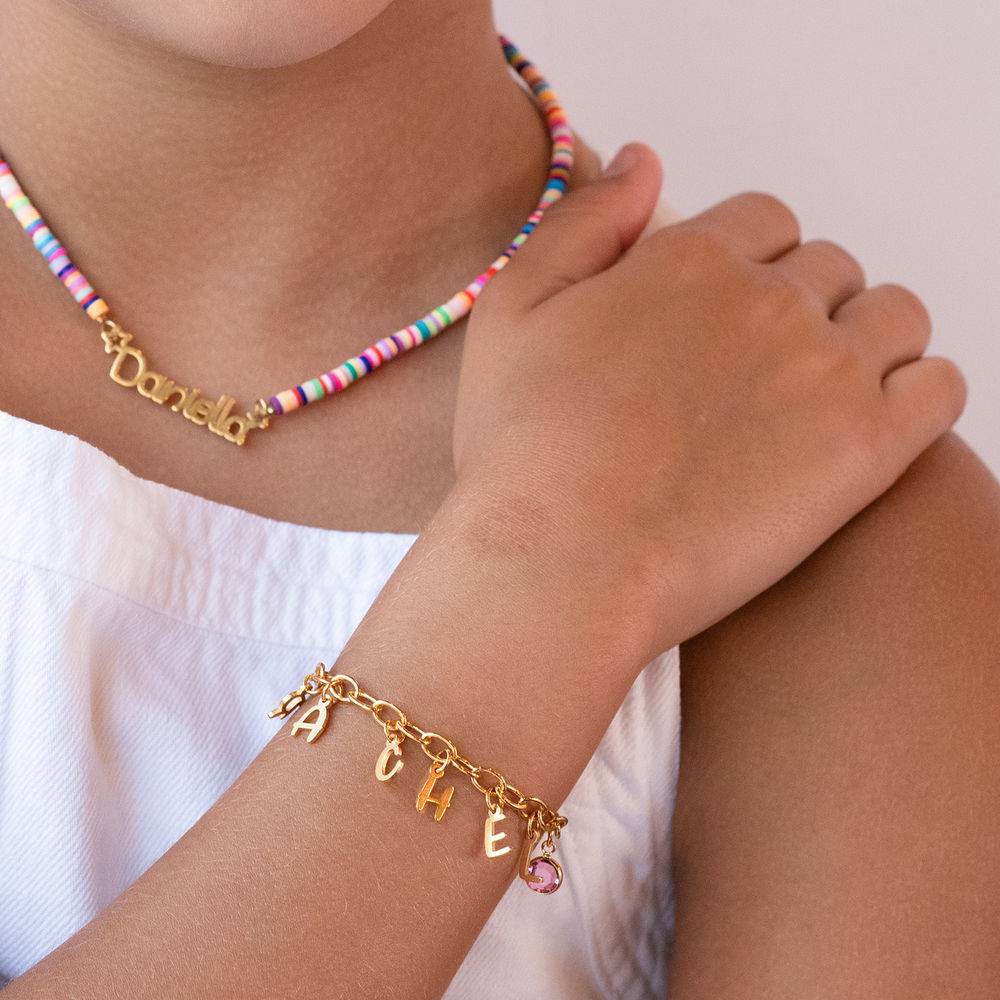 Bettelarmband mit Buchstaben für Mädchen - vergoldetes Sterlingsilber-2 Bettelarmband mit Buchstaben für Mädchen - vergoldetes Sterlingsilber-2 Produktfoto