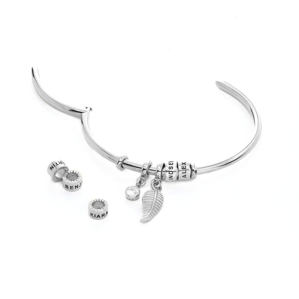 Linda Kreisanhänger-Armreif mit gravierten silbernen Beads und Diamant-5 Produktfoto