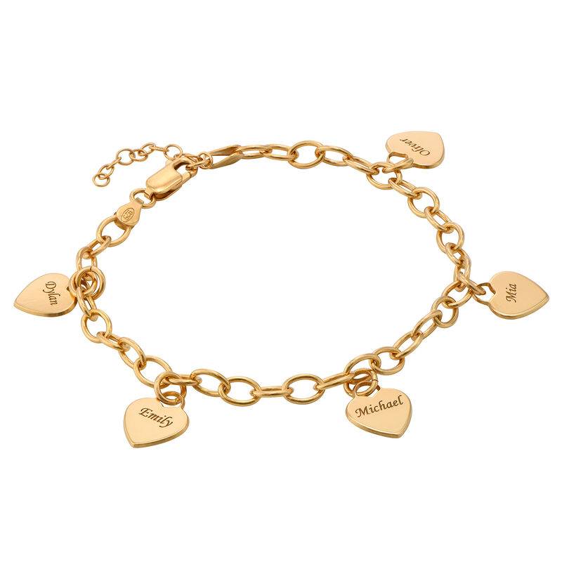 Gravierbares Armband mit Herz-Charms - Gold-Vermeil-1 Produktfoto