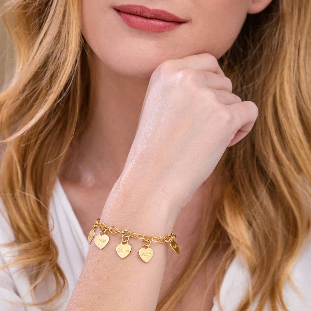Gravierbares Armband mit Herz-Charms - Gold-Vermeil-3 Produktfoto