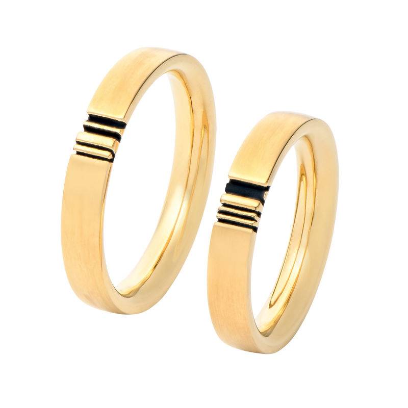 Passende Initialen Ring-Set für Pärchen - Vergoldet-1 Produktfoto