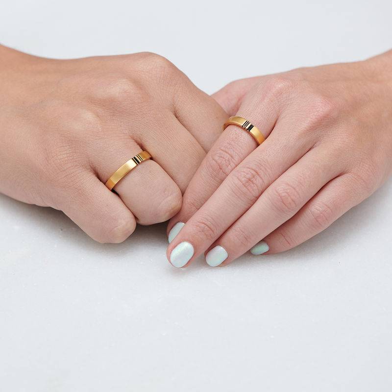 Passende Initialen Ring-Set für Pärchen - Vergoldet-3 Produktfoto