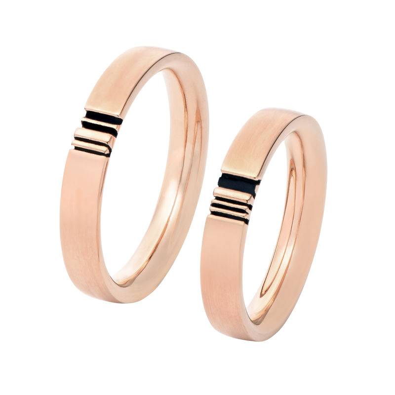Passende Initialen Ring-Set für Pärchen - rosévergoldetes Sterlingsilber-1 Produktfoto
