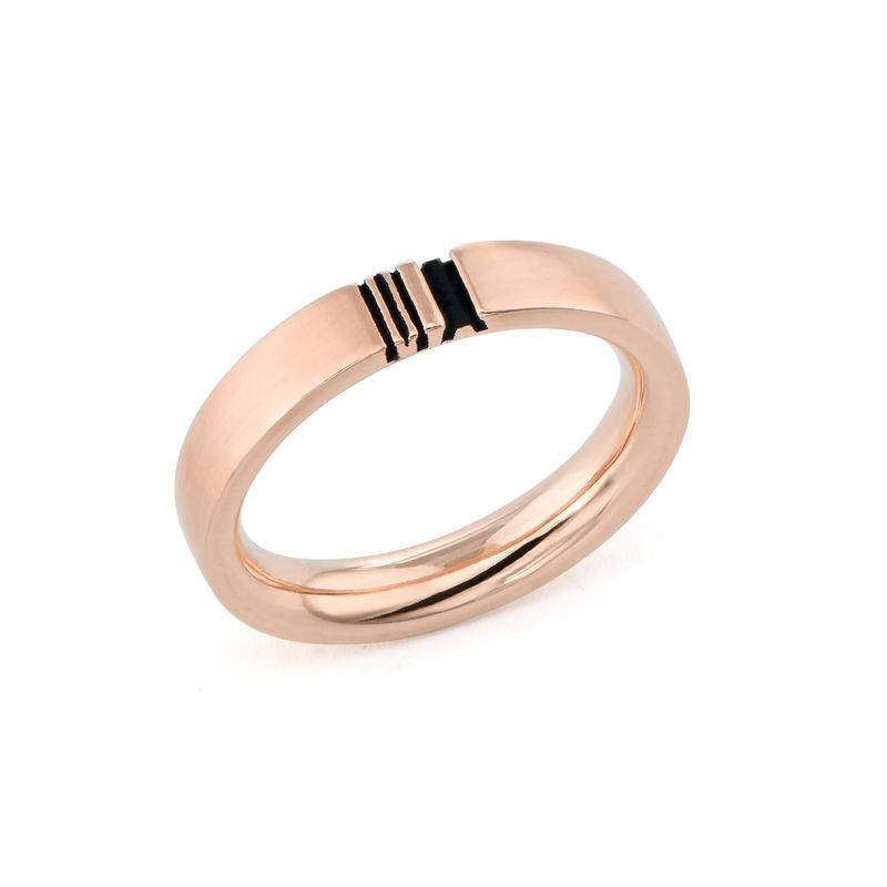 Passende Initialen Ring-Set für Pärchen - rosévergoldetes Sterlingsilber-3 Produktfoto