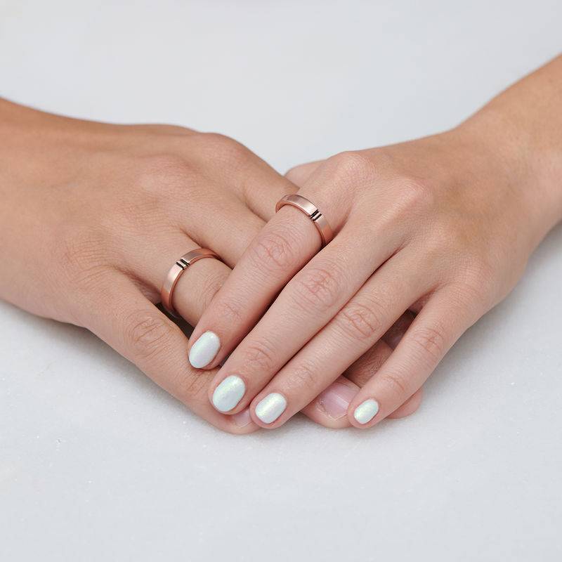 Passende Initialen Ring-Set für Pärchen - rosévergoldetes Sterlingsilber-4 Produktfoto
