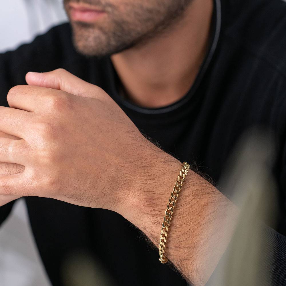 Kubanisches Gliederarmband für Männer - 750er vergoldeter Edelstahl-2 Kubanisches Gliederarmband für Männer - 750er vergoldeter Edelstahl-2 Produktfoto