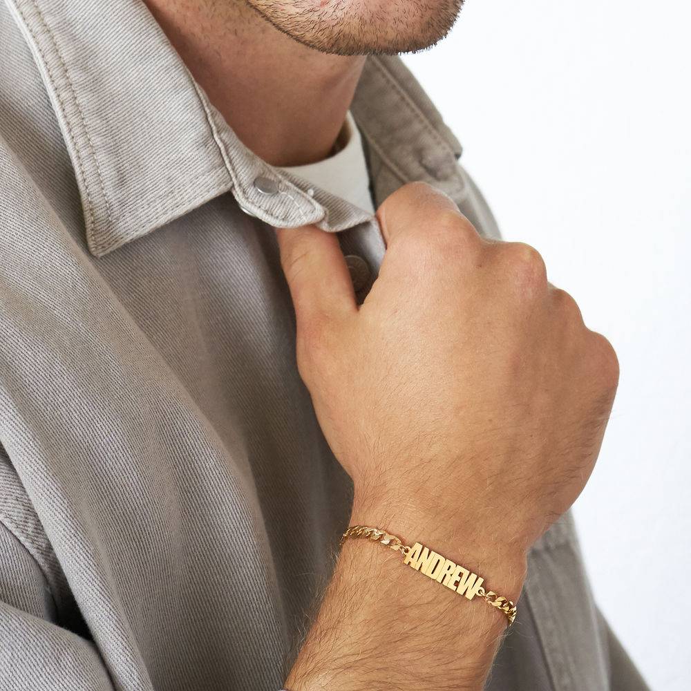 Namensarmband mit dicker Kette - vergoldetes Sterlingsilber-2 Produktfoto