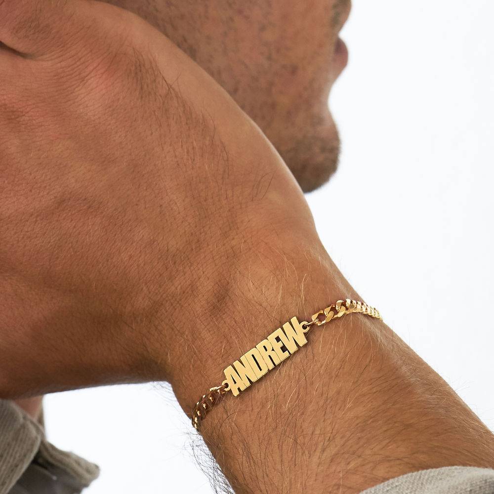 Namensarmband mit dicker Kette - vergoldetes Sterlingsilber-3 Produktfoto