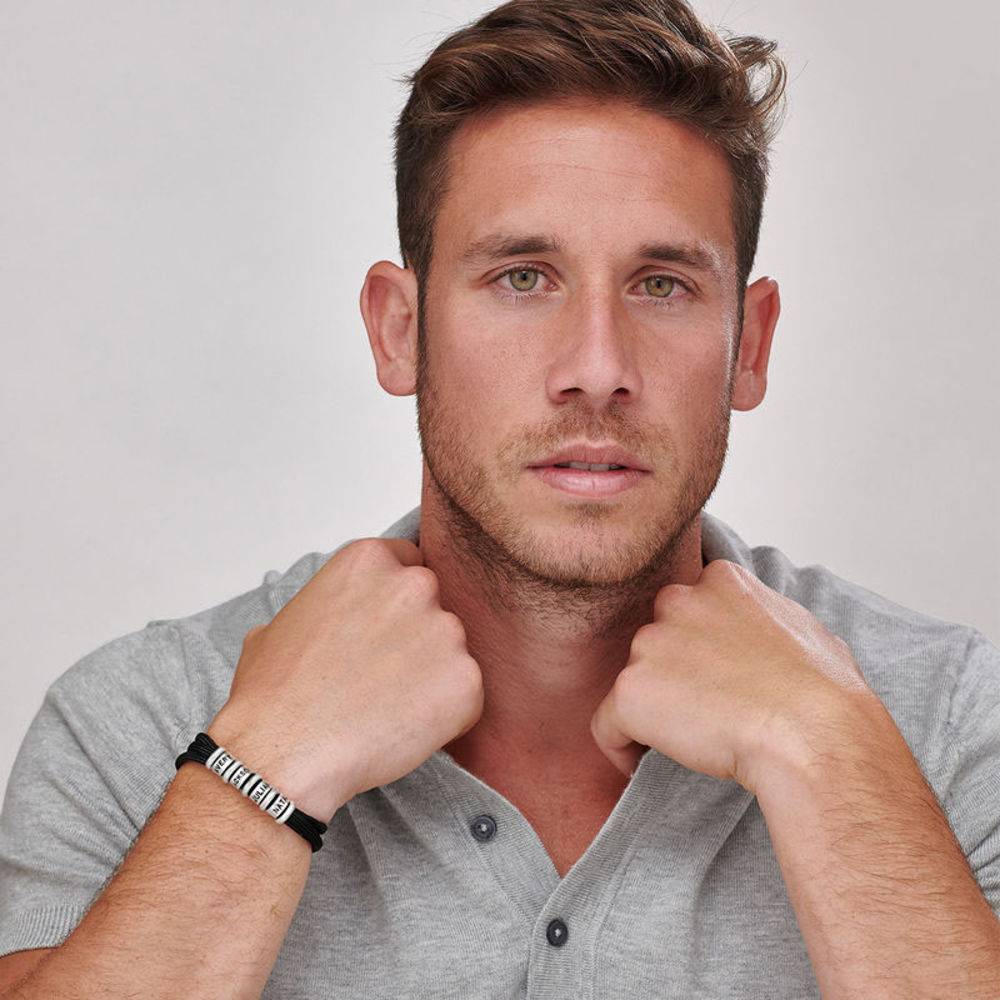 Herren-Armband mit Kordel und personalisierten Beads-2 Produktfoto