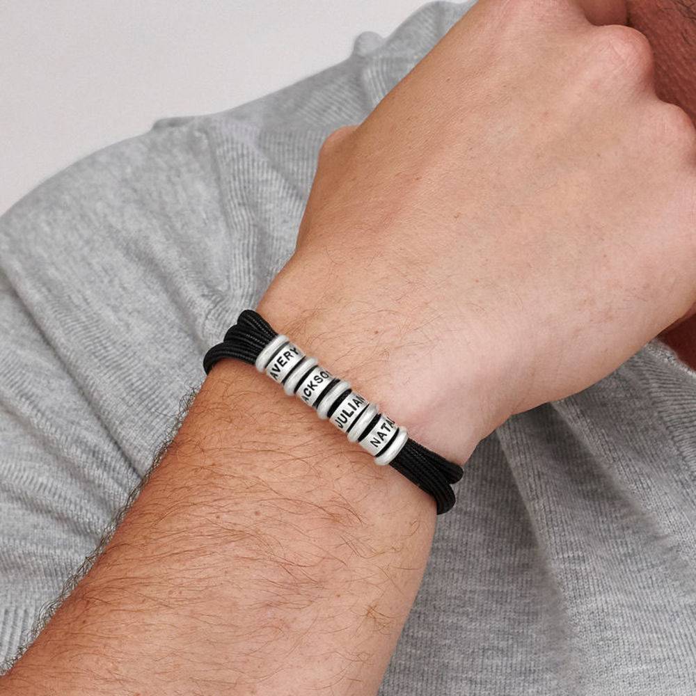 Herren-Armband mit Kordel und personalisierten Beads-3 Produktfoto