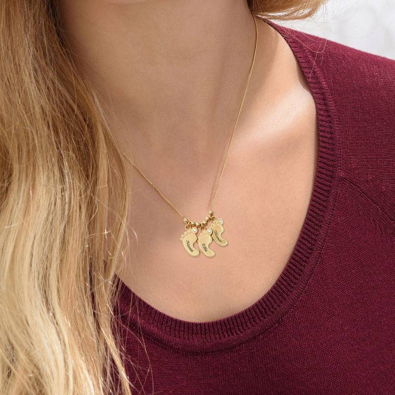 Mutterschmuck - gravierte Babyfüße-Kette mit Diamanten - in Vergoldung-3 Mutterschmuck - gravierte Babyfüße-Kette mit Diamanten - in Vergoldung-3 Produktfoto