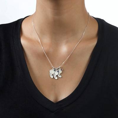 Mutterschmuck - gravierte Babyfüße-Kette mit Geburtssteinen - in Silber X-3 Mutterschmuck - gravierte Babyfüße-Kette mit Geburtssteinen - in Silber X-3 Produktfoto