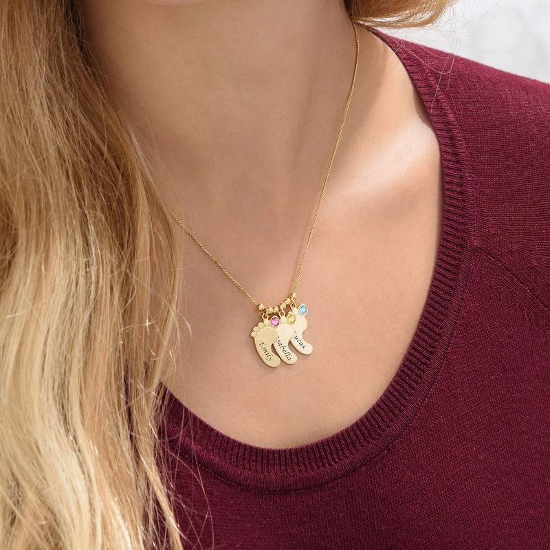 Mutterschmuck - gravierte Babyfüße-Kette mit Geburtssteinen - in Vergoldung-5 Mutterschmuck - gravierte Babyfüße-Kette mit Geburtssteinen - in Vergoldung-5 Produktfoto