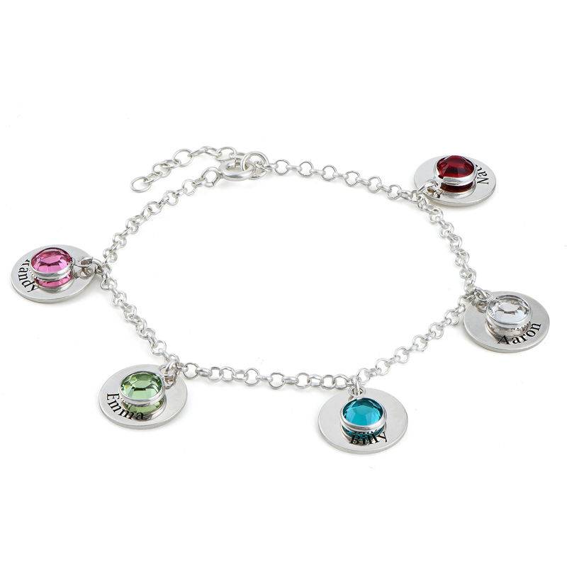 Mütter-Personalisierter Charms-Armband mit Geburtssteinkristallen in Silber-1 Produktfoto
