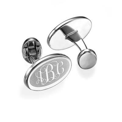 Ovale Monogramm Manschettenknöpfe - Edelstahl-1 Produktfoto