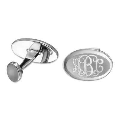 Ovale Monogramm Manschettenknöpfe - Edelstahl-2 Produktfoto