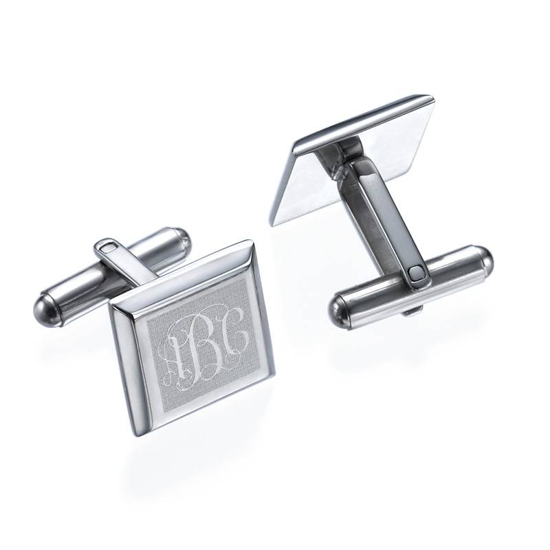 Quadratische Monogramm Manschettenknöpfe - Edelstahl-1 Produktfoto