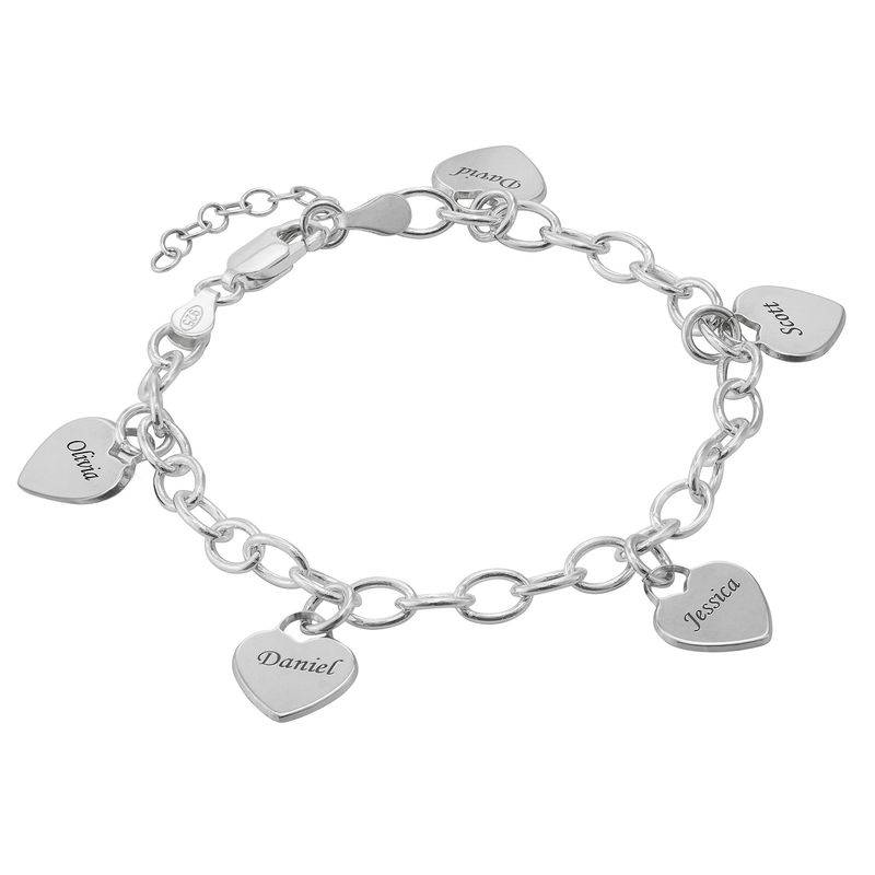 Gravierbares Armband mit Herz-Charms - 925er Sterlingsilber-1 Gravierbares Armband mit Herz-Charms - 925er Sterlingsilber-1 Produktfoto