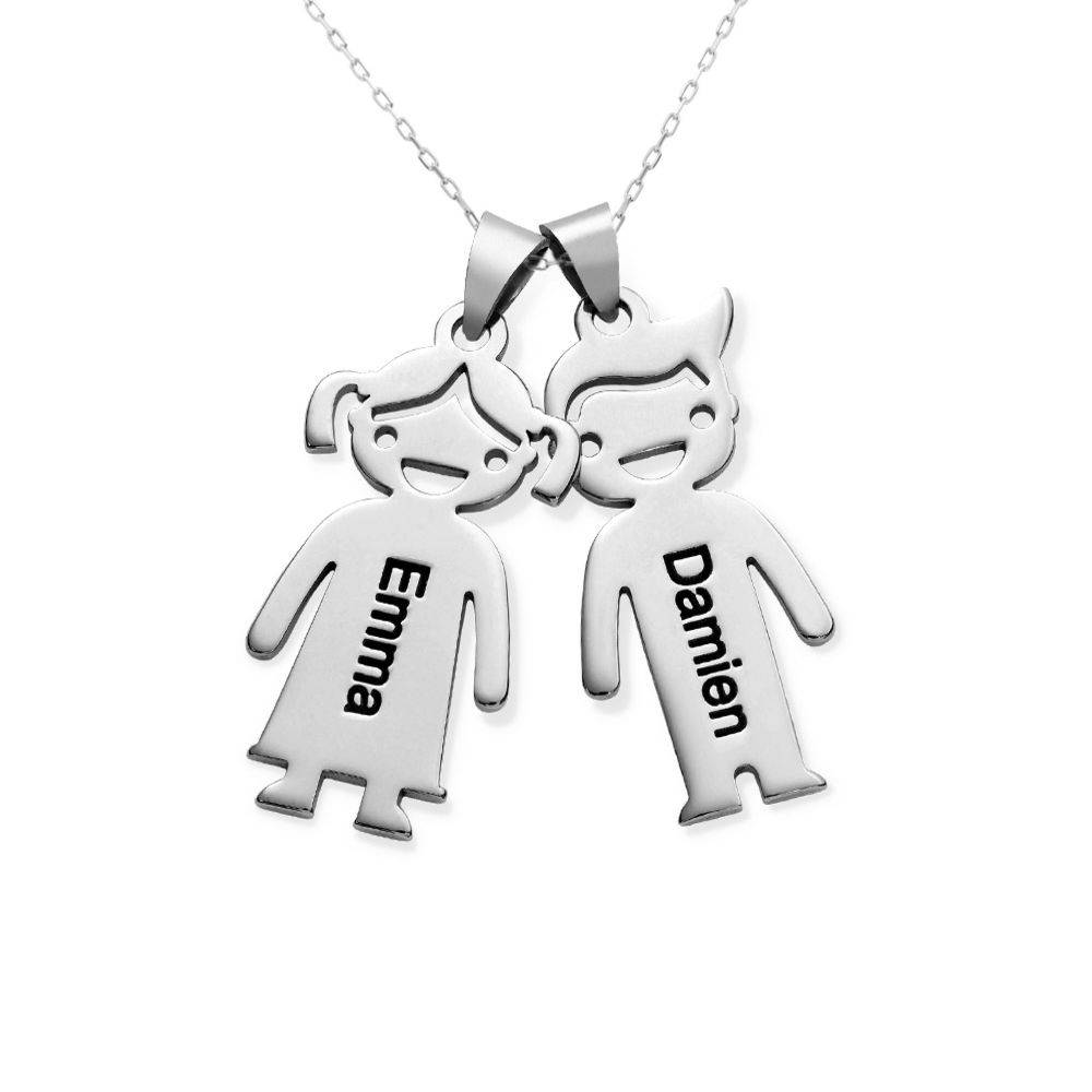 Mutterkette mit gravierbaren Kinder-Charms - 417er Weißgold-1 Mutterkette mit gravierbaren Kinder-Charms - 417er Weißgold-1 Produktfoto