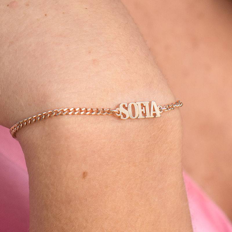 Namensarmband / Namensfußkette mit Grossbuchstaben - rosévergoldetes Sterlingsilber-1 Produktfoto