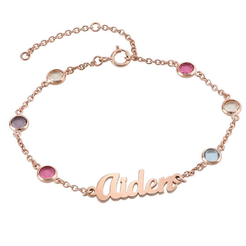 Namensarmband mit mehrfarbigen Steinen - rosévergoldetes Sterlingsilber-3 Namensarmband mit mehrfarbigen Steinen - rosévergoldetes Sterlingsilber-3 Produktfoto