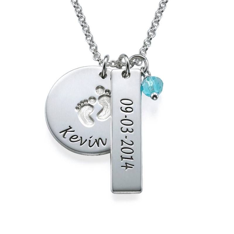 Mutterschmuck - Babyfüße-Kette mit Charms - Silber-1 Mutterschmuck - Babyfüße-Kette mit Charms - Silber-1 Produktfoto
