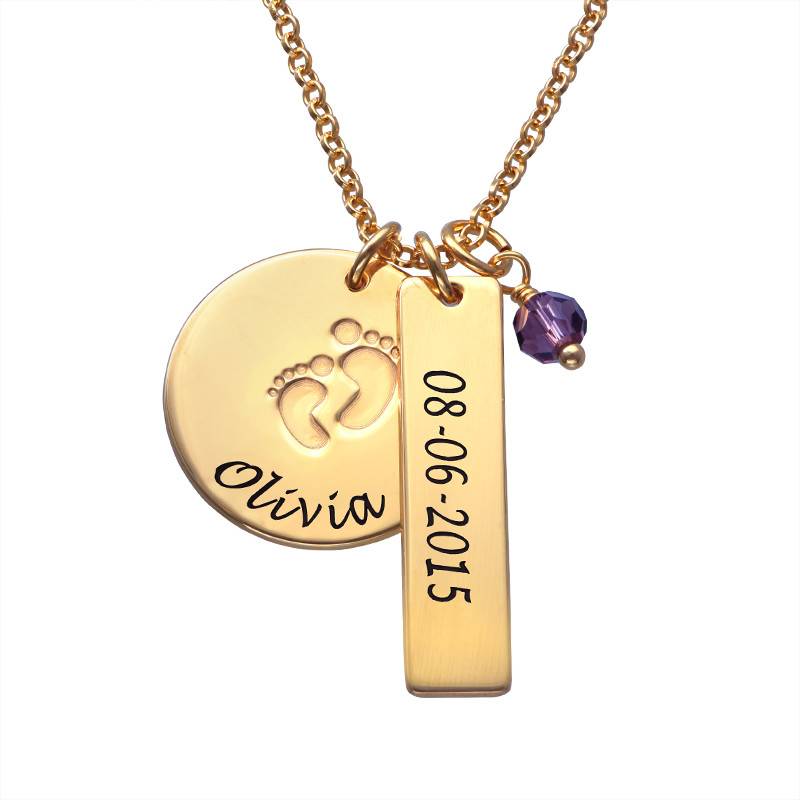 Mutterschmuck - Babyfüße-Kette mit Charms - Vergoldet-1 Mutterschmuck - Babyfüße-Kette mit Charms - Vergoldet-1 Produktfoto