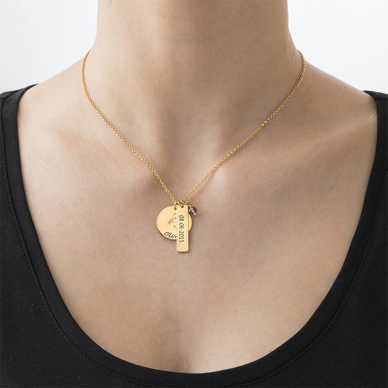 Mutterschmuck - Babyfüße-Kette mit Charms - Vergoldet-2 Mutterschmuck - Babyfüße-Kette mit Charms - Vergoldet-2 Produktfoto