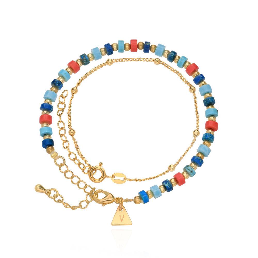 Pazifik Lagenlookset - Perlenarmband / Fußkettchen mit Initialen - vergoldetes Sterlingsilber-1 Pazifik Lagenlookset - Perlenarmband / Fußkettchen mit Initialen - vergoldetes Sterlingsilber-1 Produktfoto