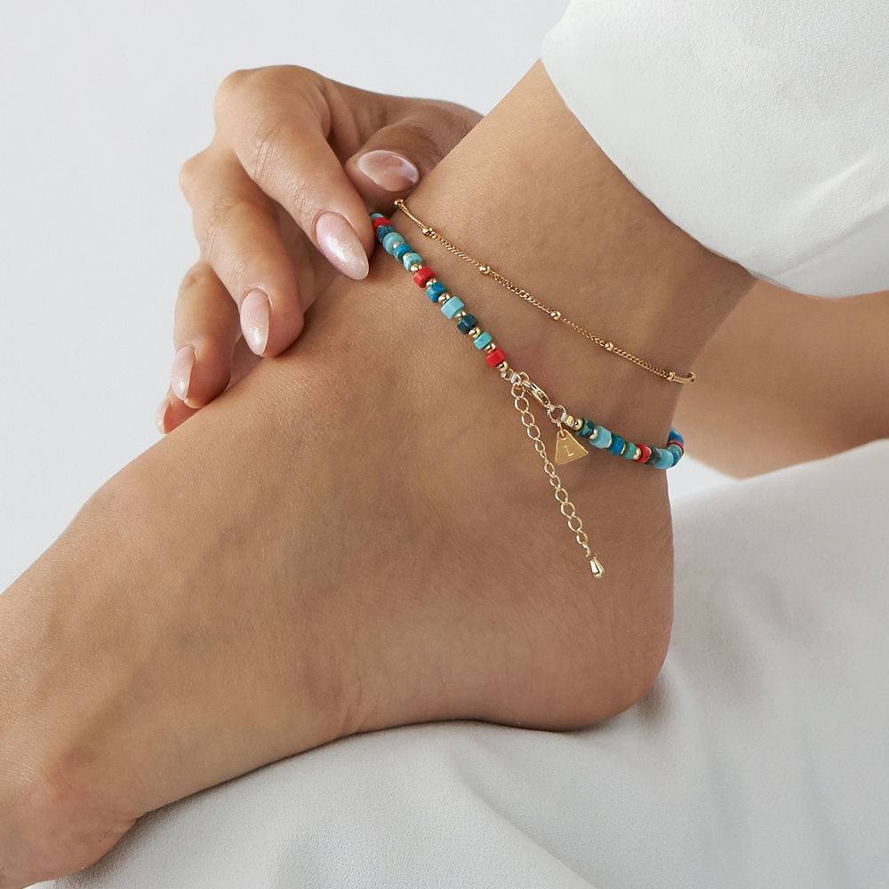 Pazifik Lagenlookset - Perlenarmband / Fußkettchen mit Initialen - vergoldetes Sterlingsilber-5 Pazifik Lagenlookset - Perlenarmband / Fußkettchen mit Initialen - vergoldetes Sterlingsilber-5 Produktfoto
