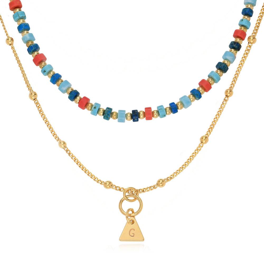 Pazifik Lagenlookset - Perlenkette mit Initialen - vergoldetes Sterlingsilber-1 Produktfoto