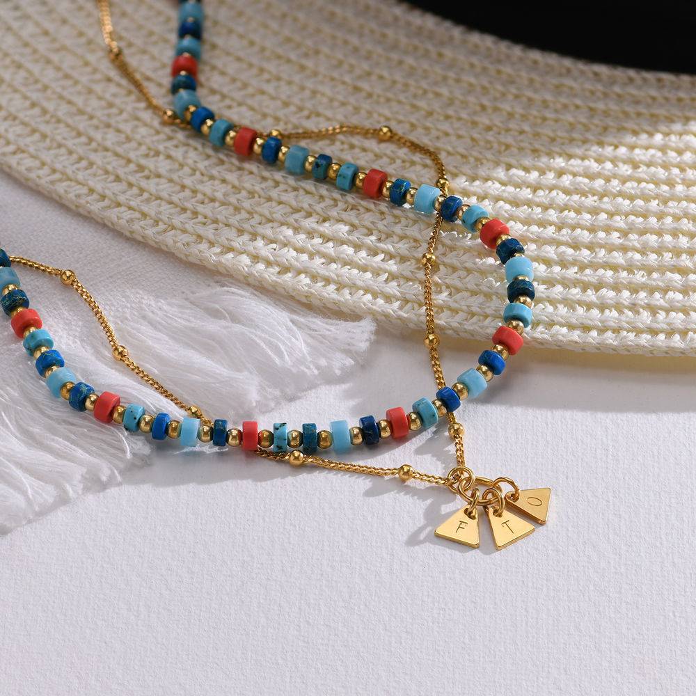 Pazifik Lagenlookset - Perlenkette mit Initialen - vergoldetes Sterlingsilber-2 Produktfoto