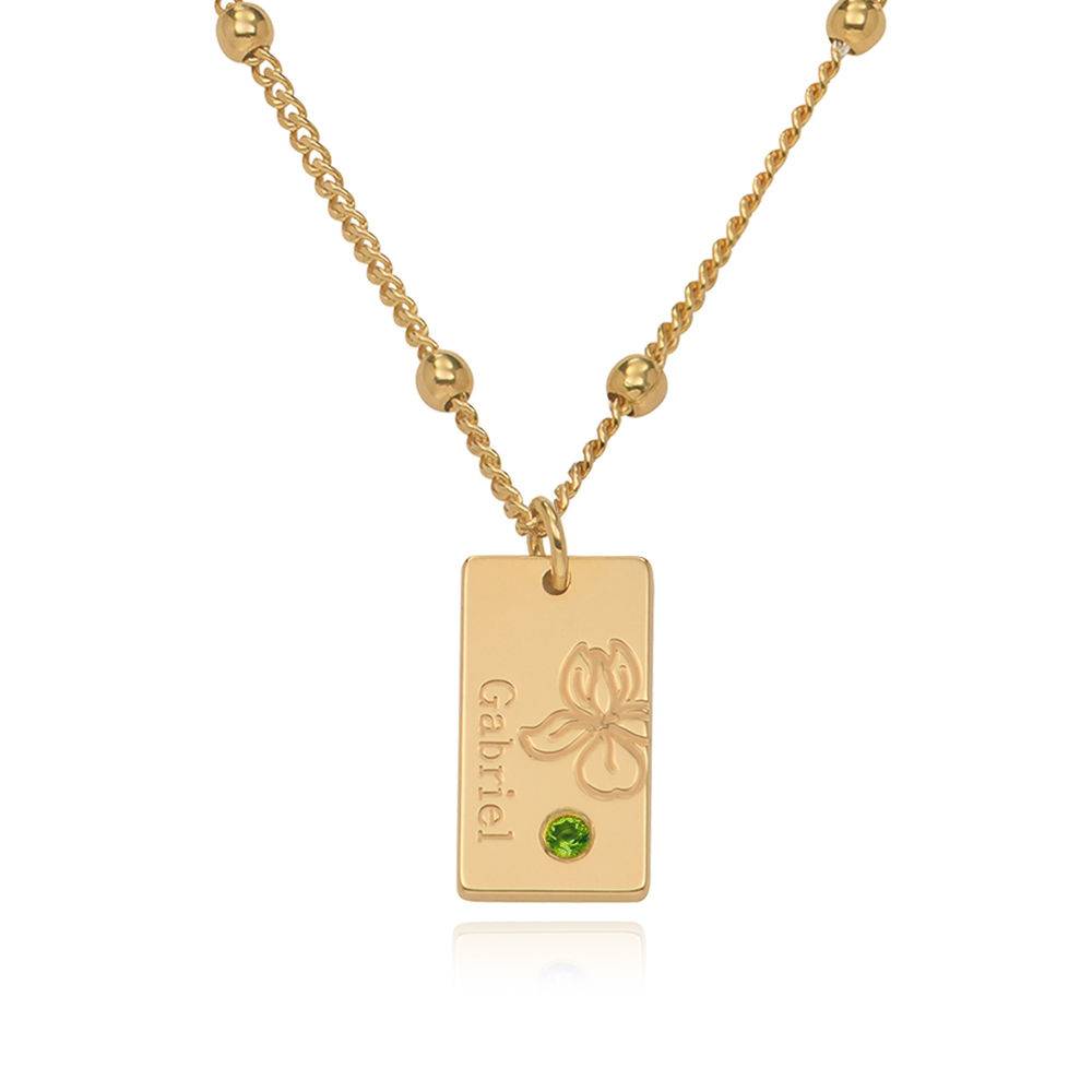 Blütenkette mit Geburtsblume und Geburtsstein - Gold-Vermeil-1 Produktfoto
