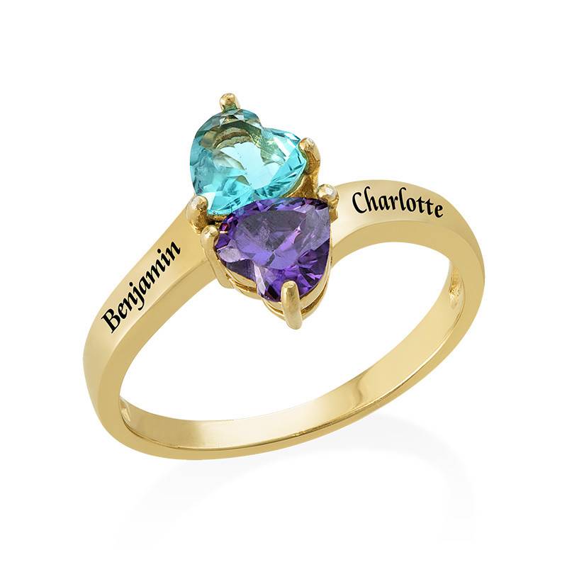 Personalisierbarer Geburtsstein-Ring - 750er vergoldetes Silber-4 Produktfoto