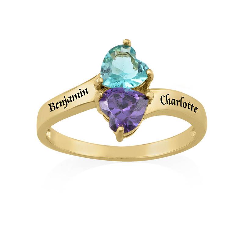 Personalisierbarer Geburtsstein-Ring - 750er vergoldetes Silber-2 Produktfoto